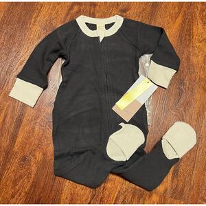 NWT Goumi Kids Coal Thermal Baby Footie SZ 12-18mo Bamboo Waffle Zippy Sleeper